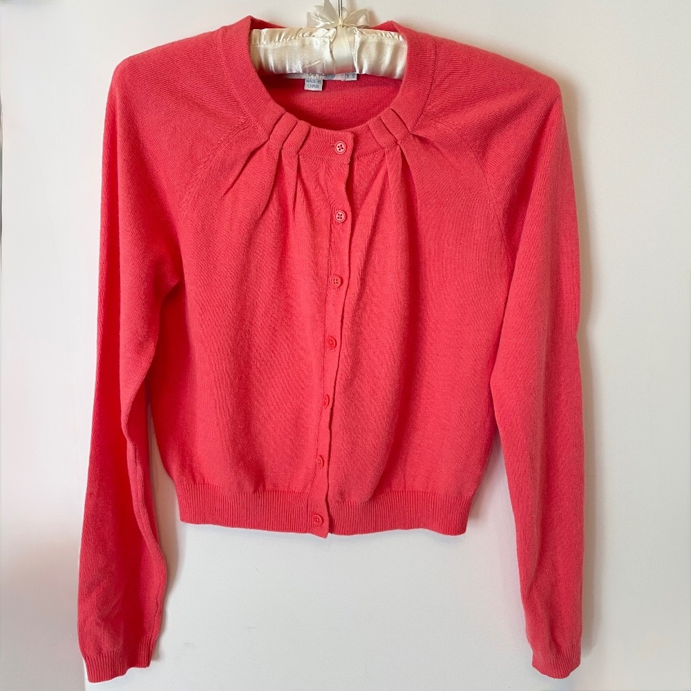 Boden Favorite Cropped Cardigan Cotton Cashmere Coral Pink 4